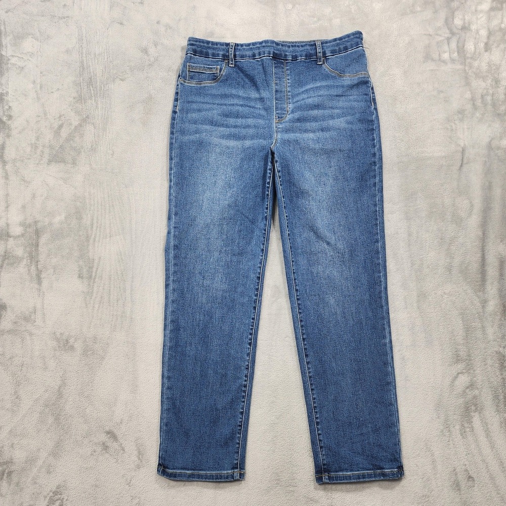 Time And Tru Jeans Womens L Blue High Rise Jegging Straight Ankle Stretch Denim